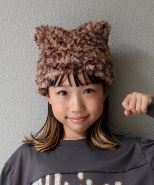 CIAOPANIC TYPY（チャオパニックティピー）の「【KIDS】ねこ耳ファー帽子（ニットキャップ/ビーニー・キッズ・グレー/ブラウン/ブラック/オフホワイト・ONE SIZE）」の17枚目の写真