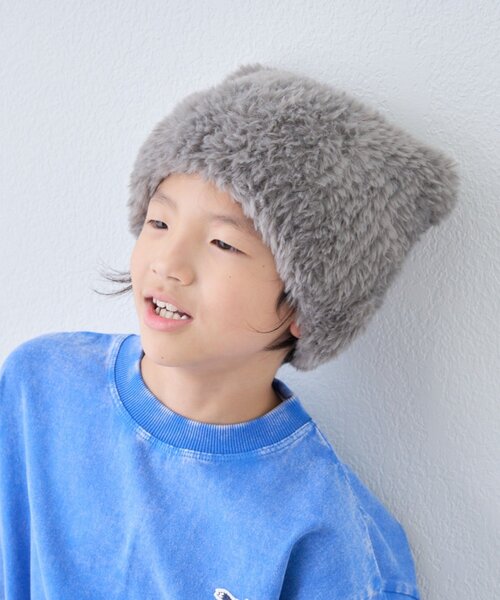 CIAOPANIC TYPY（チャオパニックティピー）の「【KIDS】ねこ耳ファー帽子（ニットキャップ/ビーニー・キッズ・グレー/ブラウン/ブラック/オフホワイト・ONE SIZE）」の19枚目の写真