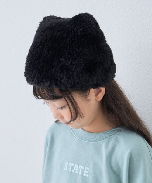 セール】【KIDS】ねこ耳ファー帽子（ニットキャップ/ビーニー