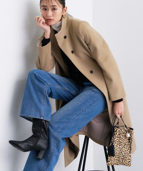 INDIVI（インディヴィ）の「【名品コート／日本製】ウール100％スタンドカラーロングコート（その他アウター・レディース・アイボリー系8/ブラック/キャメル/グレー系4・05/13/36/38/40/15 /03/19）」の4枚目の写真