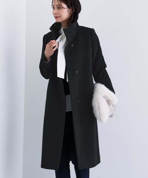 INDIVI（インディヴィ）の「【名品コート／日本製】ウール100％スタンドカラーロングコート（その他アウター・レディース・アイボリー系8/ブラック/キャメル/グレー系4・05/13/36/38/40/15 /03/19）」の6枚目の写真