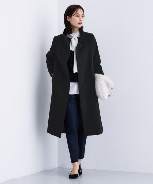 INDIVI（インディヴィ）の「【名品コート／日本製】ウール100％スタンドカラーロングコート（その他アウター・レディース・アイボリー系8/ブラック/キャメル/グレー系4・05/13/36/38/40/15 /03/19）」の8枚目の写真