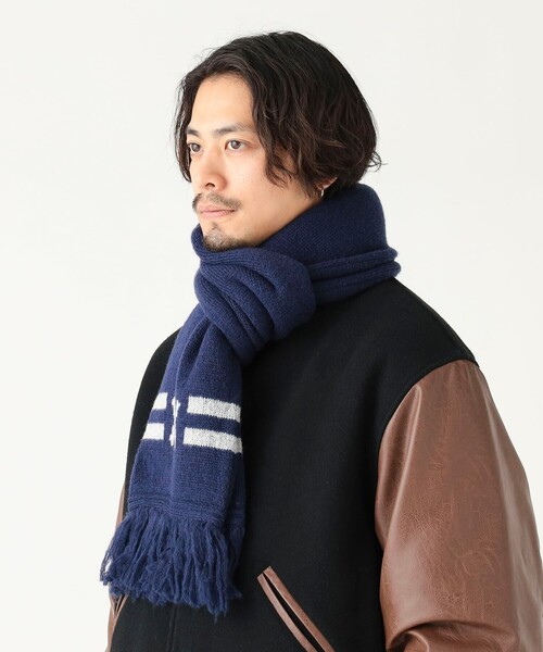 GGロゴ ネイビー マフラー** B:MING by BEAMS（ビーミングバイビームス）の「【別注】MLB / ロゴ