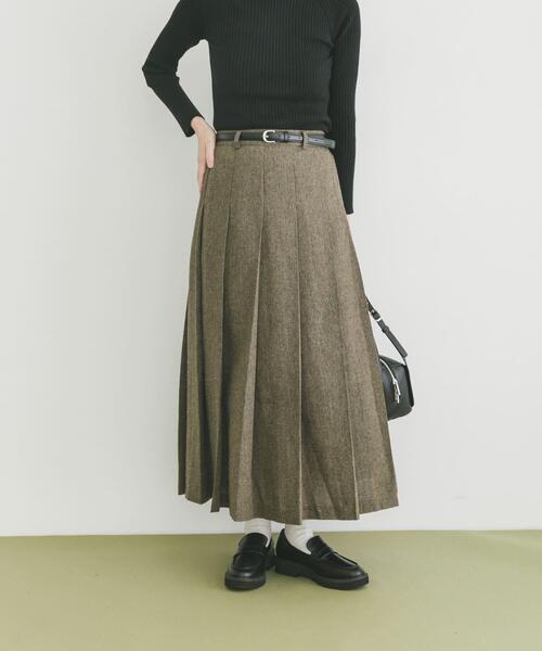 ITEMS URBANRESEARCH（アイテムズ アーバンリサーチ）の「ベルト付きプリーツスカート（スカート・レディース・ブラック/ブラウン・FREE）」の17枚目の写真