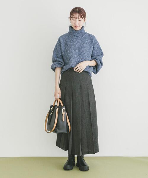 ITEMS URBANRESEARCH（アイテムズ アーバンリサーチ）の「ベルト付きプリーツスカート（スカート・レディース・ブラック/ブラウン・FREE）」の4枚目の写真