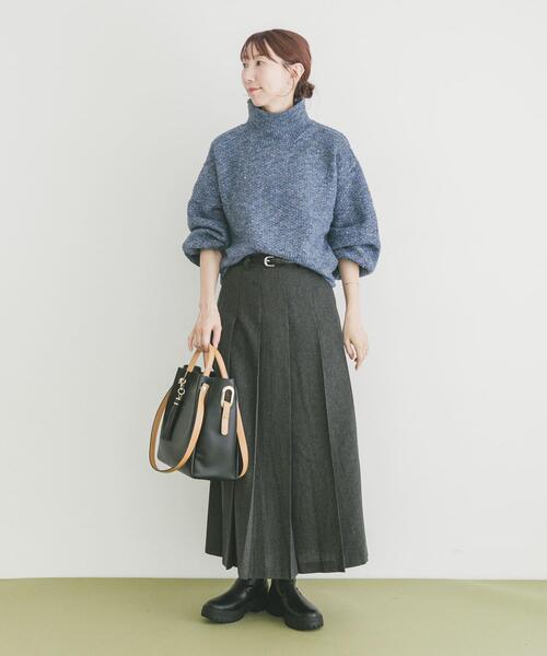 ITEMS URBANRESEARCH（アイテムズ アーバンリサーチ）の「ベルト付きプリーツスカート（スカート・レディース・ブラック/ブラウン・FREE）」の5枚目の写真