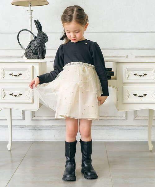 apres les cours（アプレレクール）の「【ジュニア対応】花びらチュールバックリボンワンピース（ワンピース・キッズ・アイボリー/ラベンダー・80/90/100/110/120/130/140）」の15枚目の写真