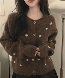 LAFFMO（ラフモ）の「ドット柄クルーネックニットカーディガン（カーディガン/ボレロ）」