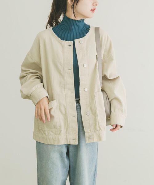 セール】『イージーケア』コーデュロイノーカラージャケット（ノー