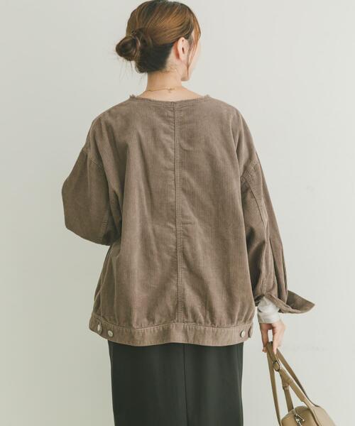 セール】『イージーケア』コーデュロイノーカラージャケット（ノー