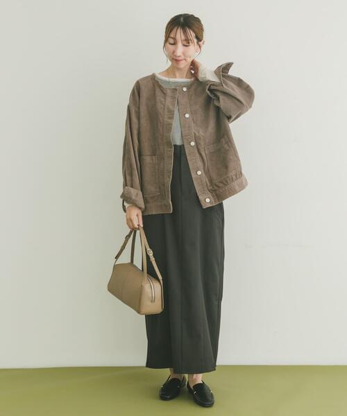 セール】『イージーケア』コーデュロイノーカラージャケット