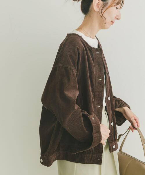 ITEMS URBANRESEARCH（アイテムズ アーバンリサーチ）の「『イージーケア』コーデュロイノーカラージャケット（ノーカラージャケット・レディース・ホワイト系その他/モカ/ブラウン・FREE）」の12枚目の写真