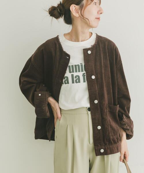 ITEMS URBANRESEARCH（アイテムズ アーバンリサーチ）の「『イージーケア』コーデュロイノーカラージャケット（ノーカラージャケット・レディース・ホワイト系その他/モカ/ブラウン・FREE）」の11枚目の写真