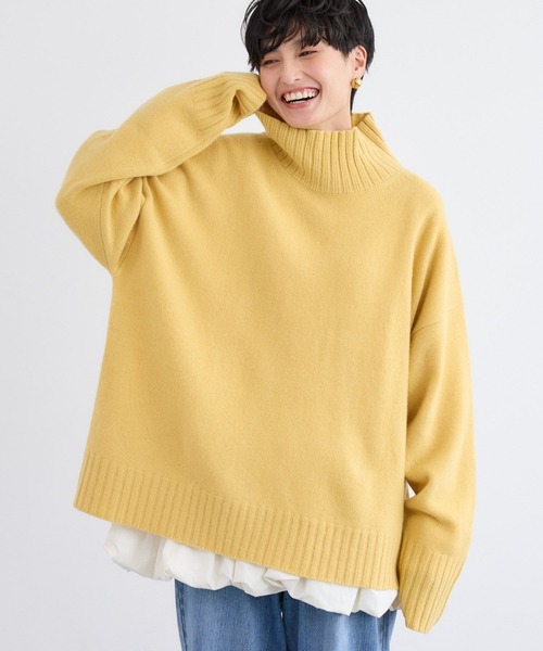 BARNYARDSTORM(バンヤードストーム)の「BARNYARDSTORM / AQUAハイネックプルオーバー【WEB限定カラー】【YouTube「i.style closet」紹介アイテム】(ニット/セーター・レディース・ピンク/ホワイト/イエロー/パープル/ベージュ/チャコール・M/S)」の5枚目の写真