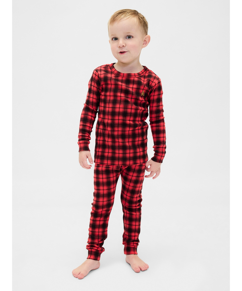 GAP(ギャップ)の「オーガニック ブラッシュドコットン ホリデー パジャマセット (キッズ・ベビー)(ルームウェア/パジャマ・キッズ・グリーン系その他/ブラック×レッド/グリーン・110cm/105cm/100cm/95cm/90cm/80cm)」の1枚目の写真