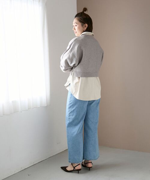 le.coeur blanc(ルクールブラン)の「3WAYレイヤードクルーニット(ニット/セーター・レディース・グレイッシュベージュ/ダークブラウン/キャメル/ネイビー/オフホワイト・38)」の6枚目の写真