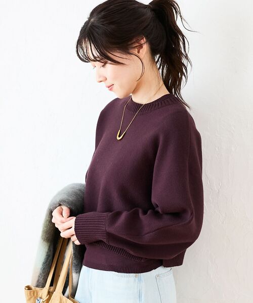 le.coeur blanc(ルクールブラン)の「3WAYレイヤードクルーニット(ニット/セーター・レディース・グレイッシュベージュ/ダークブラウン/キャメル/ネイビー/オフホワイト・38)」の11枚目の写真