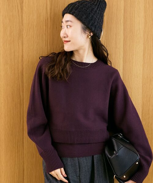 le.coeur blanc(ルクールブラン)の「3WAYレイヤードクルーニット(ニット/セーター・レディース・グレイッシュベージュ/ダークブラウン/キャメル/ネイビー/オフホワイト・38)」の20枚目の写真