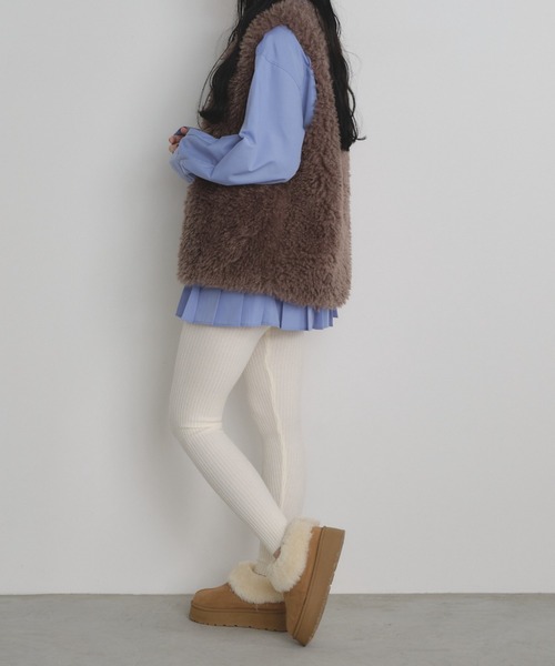 Shelly island（シェリーアイランド）の「リブレギンス（レギンス/スパッツ・レディース・グレー/ブラック/ホワイト・FREE）」の2枚目の写真