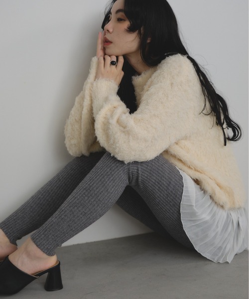 Shelly island（シェリーアイランド）の「リブレギンス（レギンス/スパッツ・レディース・グレー/ブラック/ホワイト・FREE）」の4枚目の写真