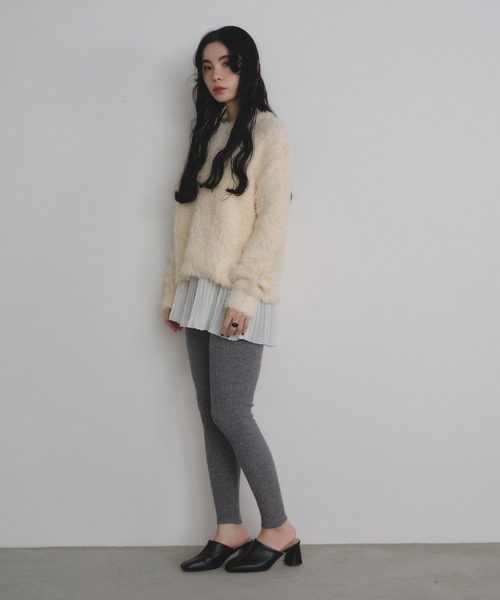 Shelly island（シェリーアイランド）の「リブレギンス（レギンス/スパッツ・レディース・グレー/ブラック/ホワイト・FREE）」の6枚目の写真