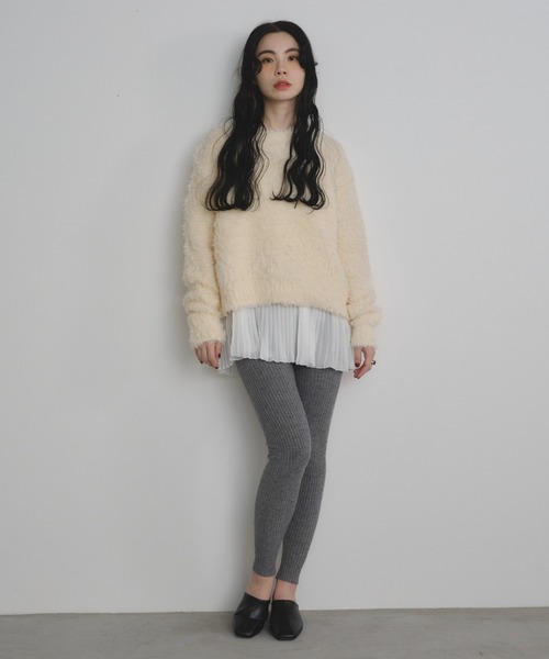 Shelly island（シェリーアイランド）の「リブレギンス（レギンス/スパッツ・レディース・グレー/ブラック/ホワイト・FREE）」の5枚目の写真