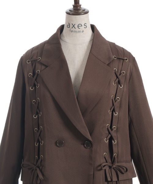 axes femme（アクシーズファム）の「ハトメ×編上テーラージャケット（ブルゾン・レディース・ブラック/ダークブラウン・FREE）」の13枚目の写真