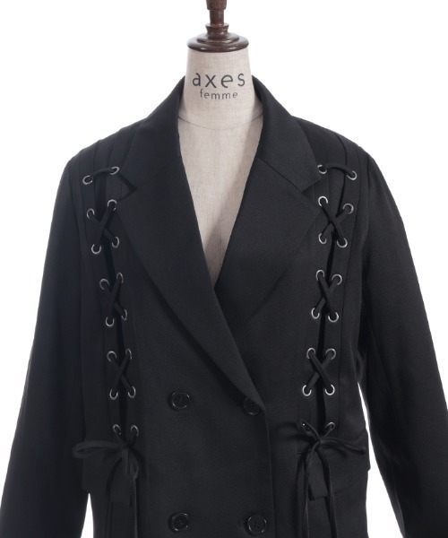 axes femme（アクシーズファム）の「ハトメ×編上テーラージャケット（ブルゾン・レディース・ブラック/ダークブラウン・FREE）」の22枚目の写真