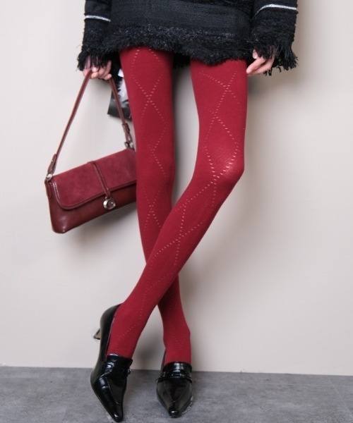 Vipoa（ヴィポア）の「Argyle check knit tights（タイツ/ストッキング・レディース・アイボリー/チャコールグレー/グレー/ブラック/ブラウン/レッド・FREE）」の6枚目の写真