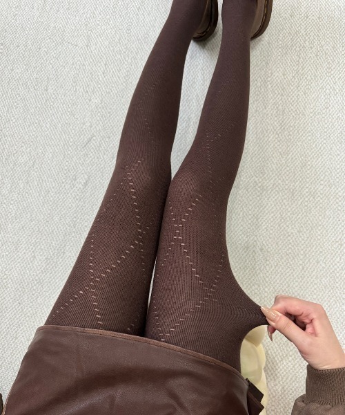 Vipoa（ヴィポア）の「Argyle check knit tights（タイツ/ストッキング・レディース・アイボリー/チャコールグレー/グレー/ブラック/ブラウン/レッド・FREE）」の7枚目の写真