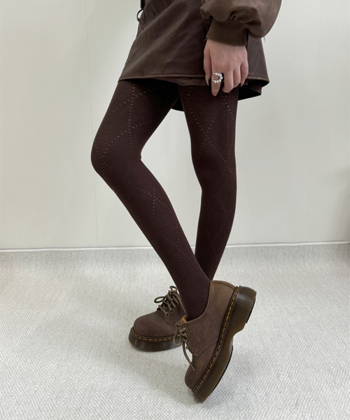 Vipoa（ヴィポア）の「Argyle check knit tights（タイツ/ストッキング・レディース・アイボリー/チャコールグレー/グレー/ブラック/ブラウン/レッド・FREE）」の9枚目の写真