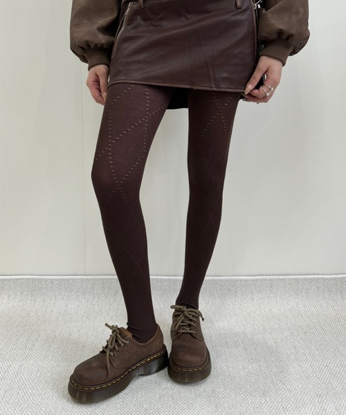 Vipoa（ヴィポア）の「Argyle check knit tights（タイツ/ストッキング・レディース・アイボリー/チャコールグレー/グレー/ブラック/ブラウン/レッド・FREE）」の12枚目の写真