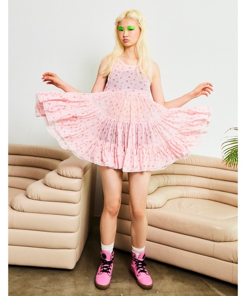 Little sunny bite（リトルサニーバイト）の「【RES】【little sunny bite】original floral tulle dress（ワンピース・レディース・ピンク・MEDIUM/SMALL）」の4枚目の写真