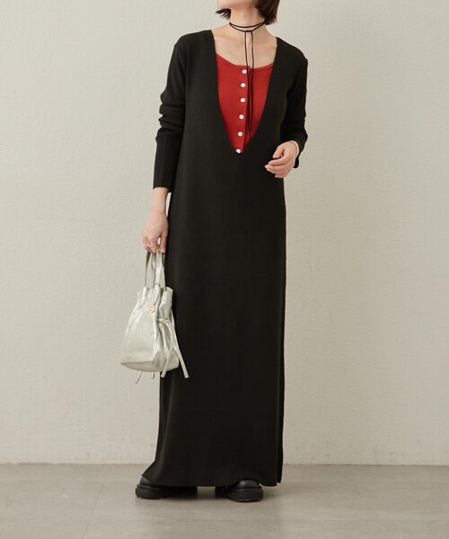 Omekashi（オメカシ）の「ニットワンピビスチェセット（ワンピース・レディース・ブラック/ベージュ・38/36/TM）」の19枚目の写真