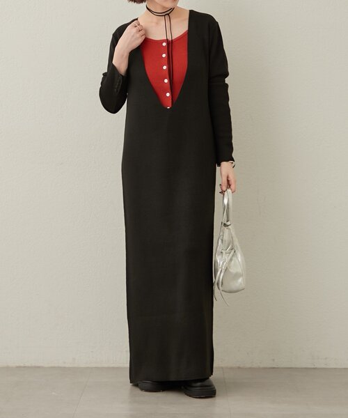 Omekashi（オメカシ）の「ニットワンピビスチェセット（ワンピース・レディース・ブラック/ベージュ・38/36/TM）」の21枚目の写真