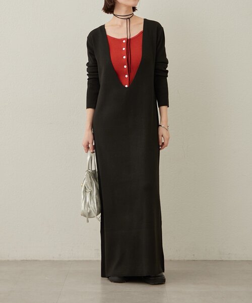 Omekashi（オメカシ）の「ニットワンピビスチェセット（ワンピース・レディース・ブラック/ベージュ・38/36/TM）」の22枚目の写真