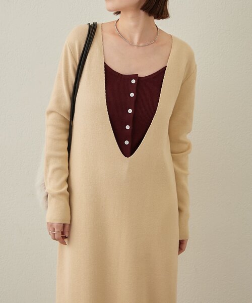 Omekashi（オメカシ）の「ニットワンピビスチェセット（ワンピース・レディース・ブラック/ベージュ・38/36/TM）」の11枚目の写真