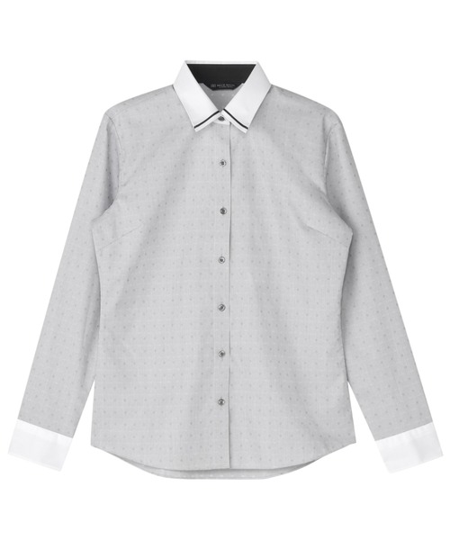 TOKYO SHIRTS(トウキョウシャツ)の「【透け防止】 形態安定ノンアイロン レギュラー 長袖ビジネスワイシャツ(ビジネスシャツ・レディース・グレー・L/M/LL/S/XL)」の1枚目の写真
