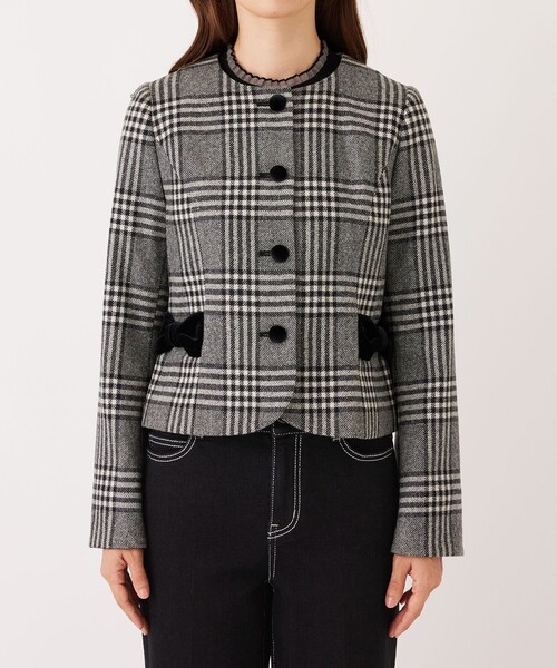 TO BE CHIC（トゥー ビー シック）の「グレンチェック ノーカラージャケット（ノーカラージャケット・レディース・チャコールグレー・40/42）」の6枚目の写真