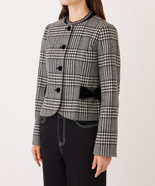 TO BE CHIC（トゥー ビー シック）の「グレンチェック ノーカラージャケット（ノーカラージャケット・レディース・チャコールグレー・40/42）」の5枚目の写真
