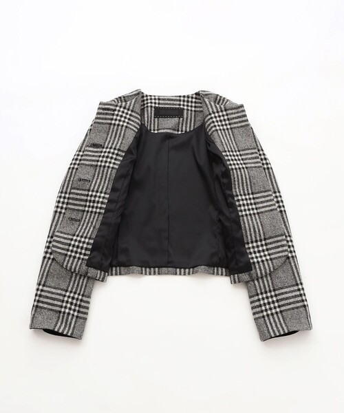 TO BE CHIC（トゥー ビー シック）の「グレンチェック ノーカラージャケット（ノーカラージャケット・レディース・チャコールグレー・40/42）」の9枚目の写真