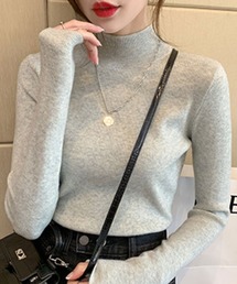プチハイネックタイトリブニット