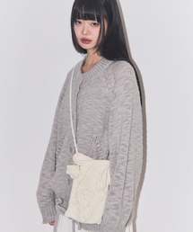 ILLIGO(CS)Fleur Diamond Knit Crossbody Bag in White(bZW[obO)