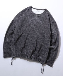 Drawstring Chenille Yarn Shirt/ドローコード オーバーサイズ カットモール トレーナー 長袖Tシャツ ロンT スウェット レディース メンズ