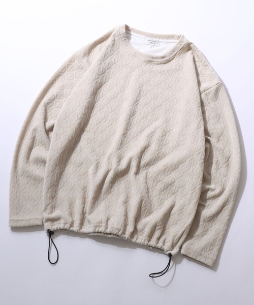SITRY(シトリー)の「Drawstring Chenille Yarn Shirt/ドローコード オーバーサイズ カットモール トレーナー 長袖Tシャツ ロンT スウェット レディース メンズ(スウェット・メンズ・スミクロ/ブラウン/グレイッシュベージュ/ブルーグリーン・LL/L/M)」の3枚目の写真