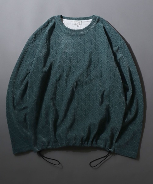 SITRY(シトリー)の「Drawstring Chenille Yarn Shirt/ドローコード オーバーサイズ カットモール トレーナー 長袖Tシャツ ロンT スウェット レディース メンズ(スウェット・メンズ・スミクロ/ブラウン/グレイッシュベージュ/ブルーグリーン・LL/L/M)」の21枚目の写真