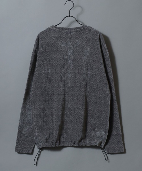 SITRY(シトリー)の「Drawstring Chenille Yarn Shirt/ドローコード オーバーサイズ カットモール トレーナー 長袖Tシャツ ロンT スウェット レディース メンズ(スウェット・メンズ・スミクロ/ブラウン/グレイッシュベージュ/ブルーグリーン・LL/L/M)」の9枚目の写真