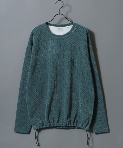 SITRY(シトリー)の「Drawstring Chenille Yarn Shirt/ドローコード オーバーサイズ カットモール トレーナー 長袖Tシャツ ロンT スウェット レディース メンズ(スウェット・メンズ・スミクロ/ブラウン/グレイッシュベージュ/ブルーグリーン・LL/L/M)」の8枚目の写真