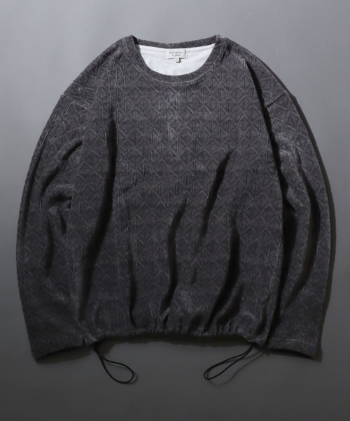 SITRY(シトリー)の「Drawstring Chenille Yarn Shirt/ドローコード オーバーサイズ カットモール トレーナー 長袖Tシャツ ロンT スウェット レディース メンズ(スウェット・メンズ・スミクロ/ブラウン/グレイッシュベージュ/ブルーグリーン・LL/L/M)」の18枚目の写真