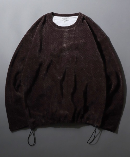 SITRY(シトリー)の「Drawstring Chenille Yarn Shirt/ドローコード オーバーサイズ カットモール トレーナー 長袖Tシャツ ロンT スウェット レディース メンズ(スウェット・メンズ・スミクロ/ブラウン/グレイッシュベージュ/ブルーグリーン・LL/L/M)」の19枚目の写真